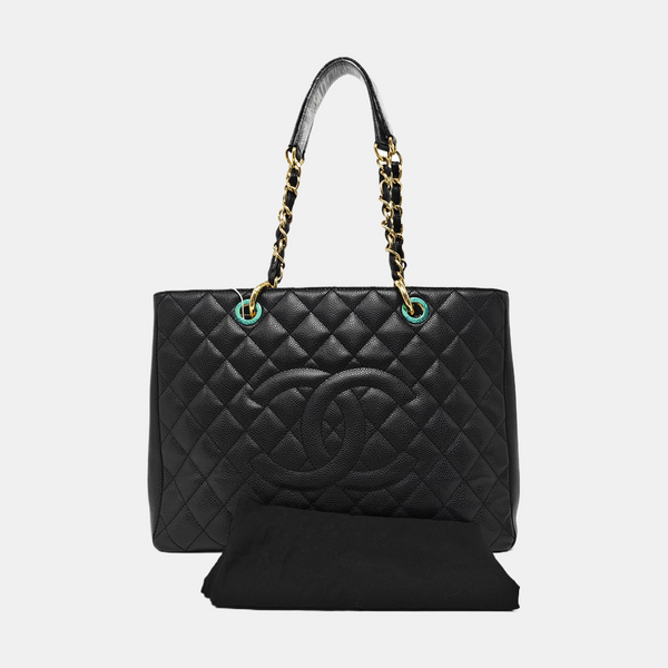 CHANEL GST Large Quilted Grained Calfskin Black