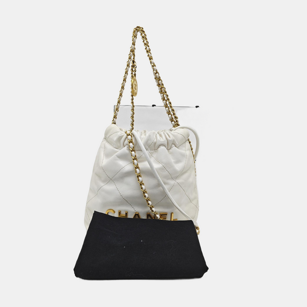 CHANEL 22 Mini Quilted Calfskin White