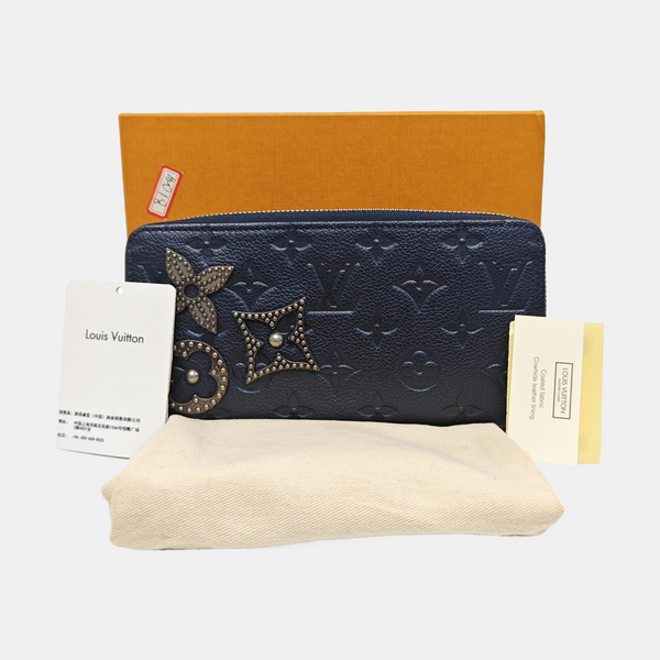 ZIPPY Monogram Calfskin Blue Wallet