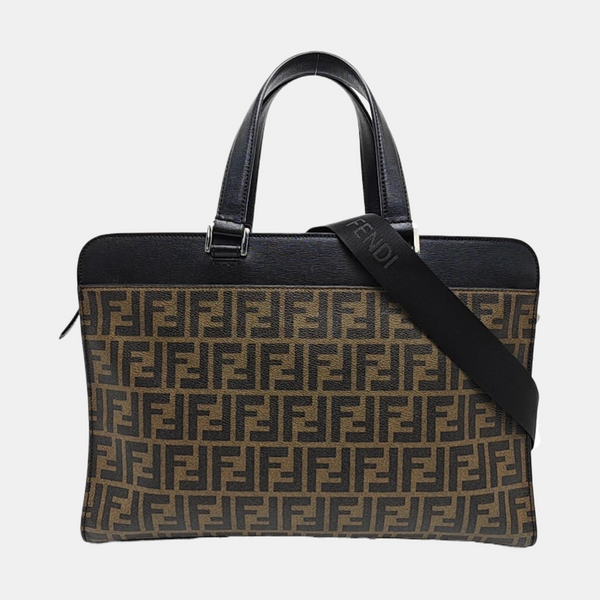 Coated Canvas Shoulder Bag Brown