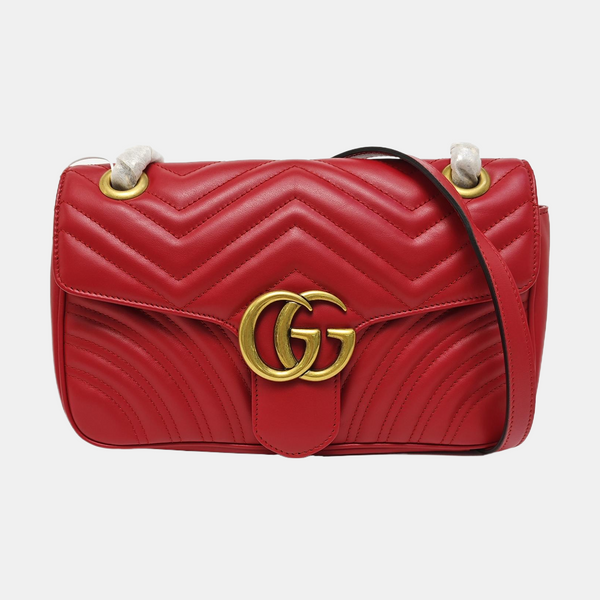 GG Marmont Medium Quilted Calfskin Red