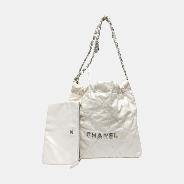 CHANEL 22 Medium Quilted Calfskin White