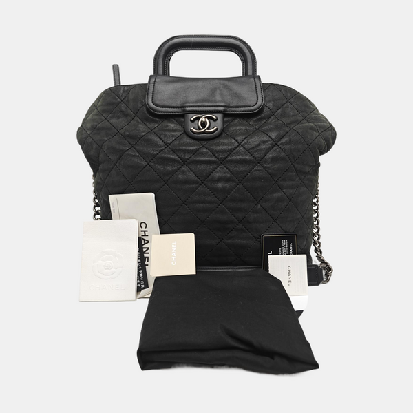 Quilted Calfskin Shoulder Bag Large Black