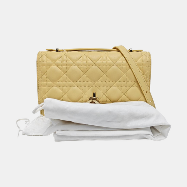 Authenticated pre-owned Lady Dior Quilted Lambskin Yellow - Shoulder Bag at Looply