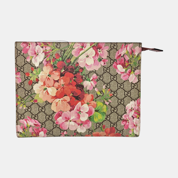 GG Blooms Large Monogram Coated Canvas Beige