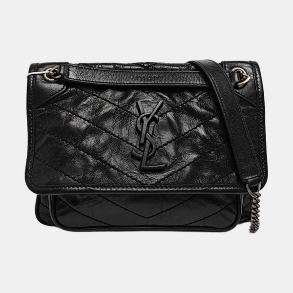 NIKI Small Chevron Calfskin Black
