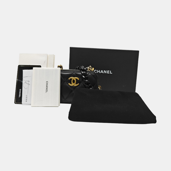 Quilted Lambskin Shoulder Bag Mini Black