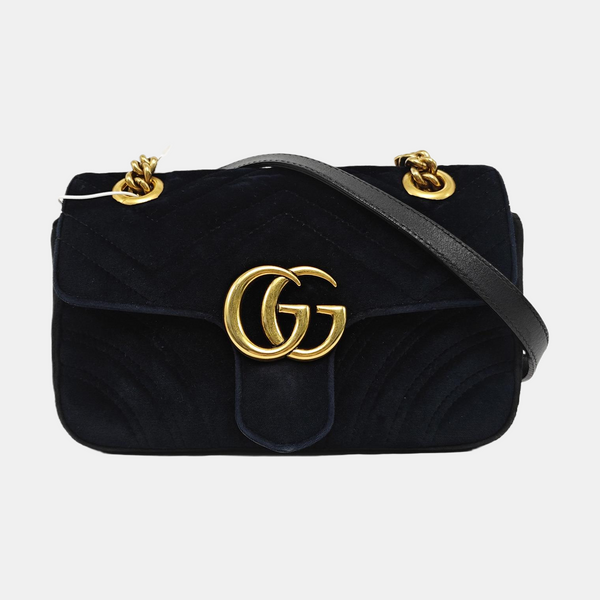 GG Marmont Mini Quilted Velvet Black
