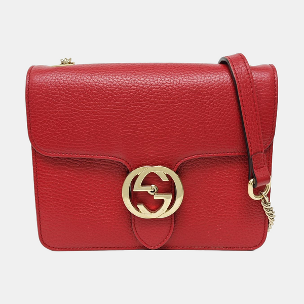 Interlocking G Small Calfskin Red