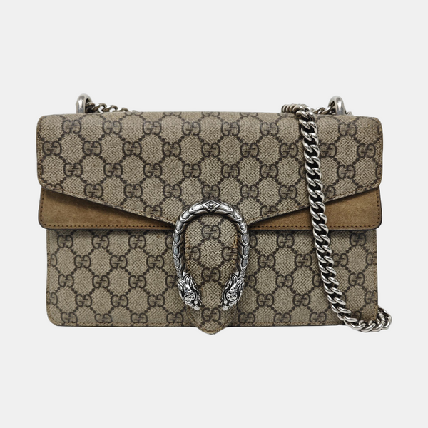 Dionysus Small Monogram Coated Canvas Beige