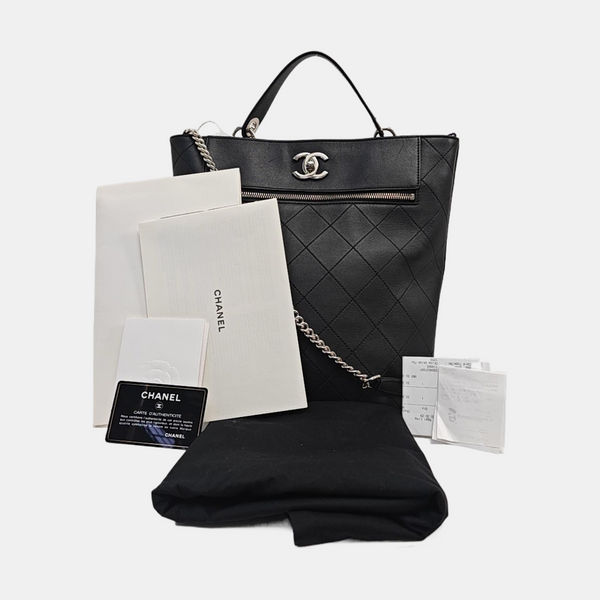 Quilted Calfskin Bucket Bag Black