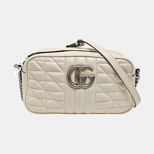 GG Marmont Small Quilted Calfskin White