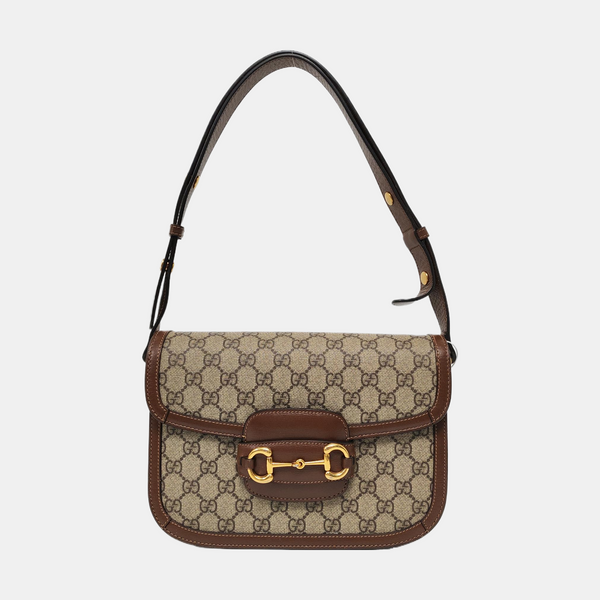Horsebit 1955 Medium Monogram Coated Canvas Beige