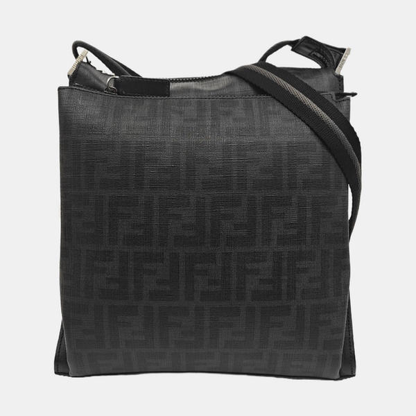 Coated Canvas Shoulder Bag Black