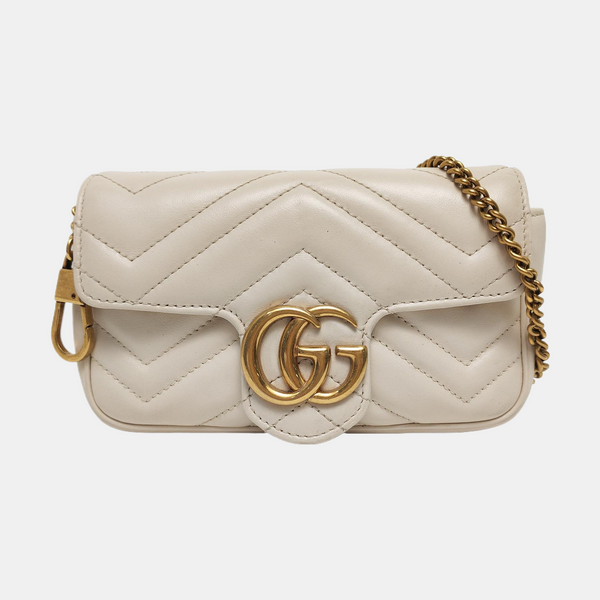 GG Marmont Mini Quilted Calfskin White