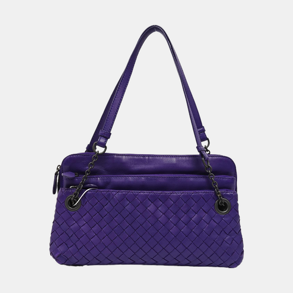 Calfskin Top Handle Bag Purple