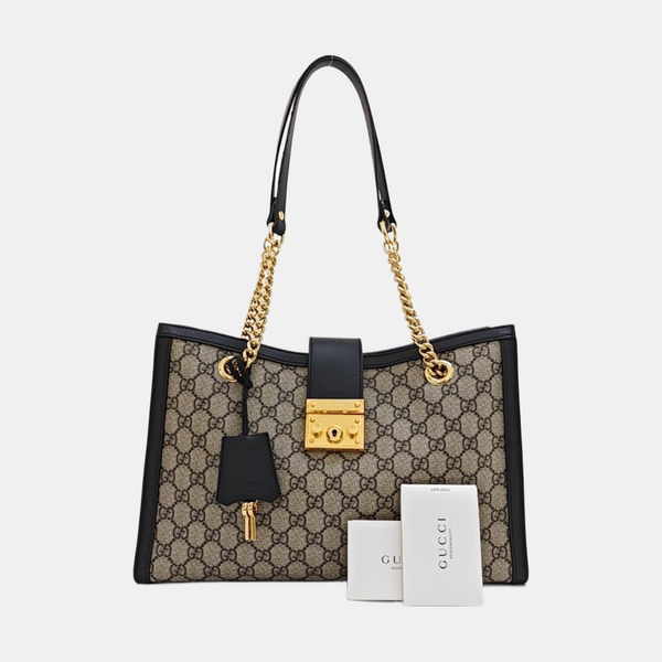 Padlock Medium Monogram Coated Canvas Beige