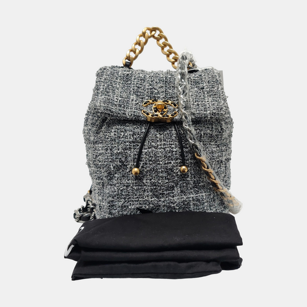 CHANEL 19 Small Wool Gray