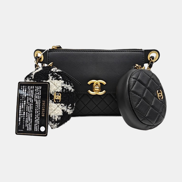 Quilted Leather Belt Bag Black