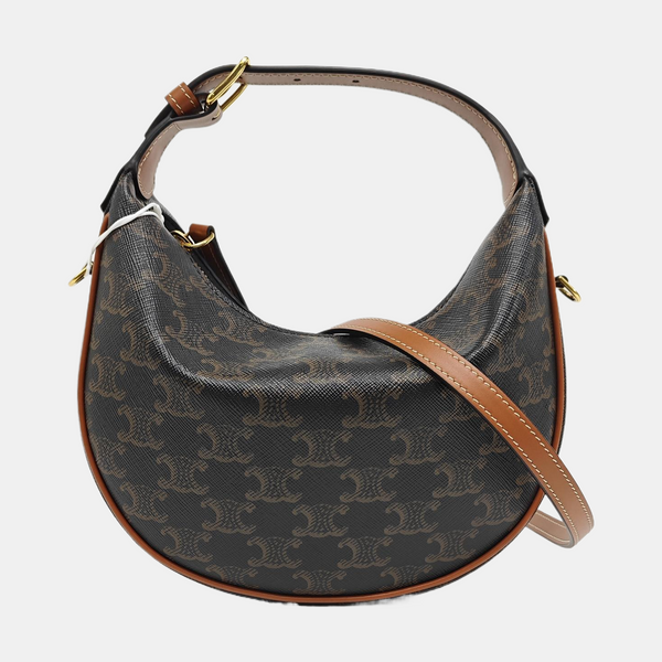 Coated Canvas Shoulder Bag Brown