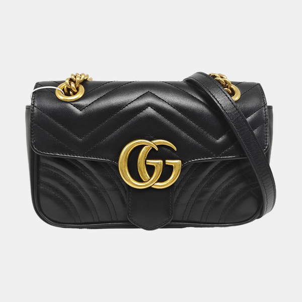 GG Marmont Small Quilted Calfskin Black