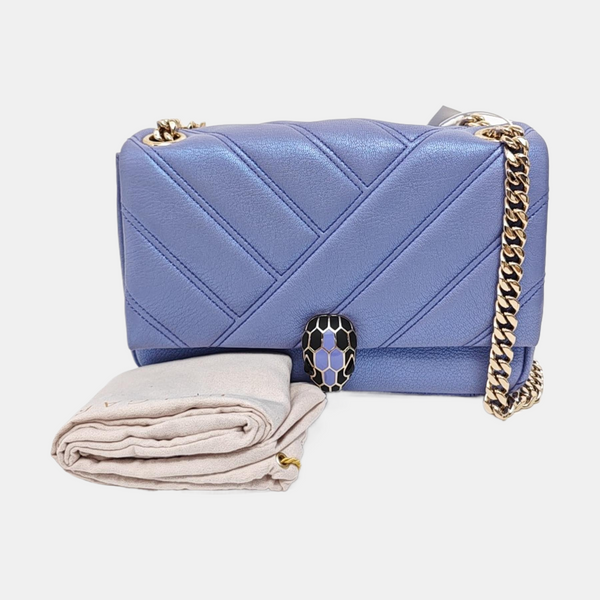 SERPENTI CABOCHON Small Quilted Lambskin Blue