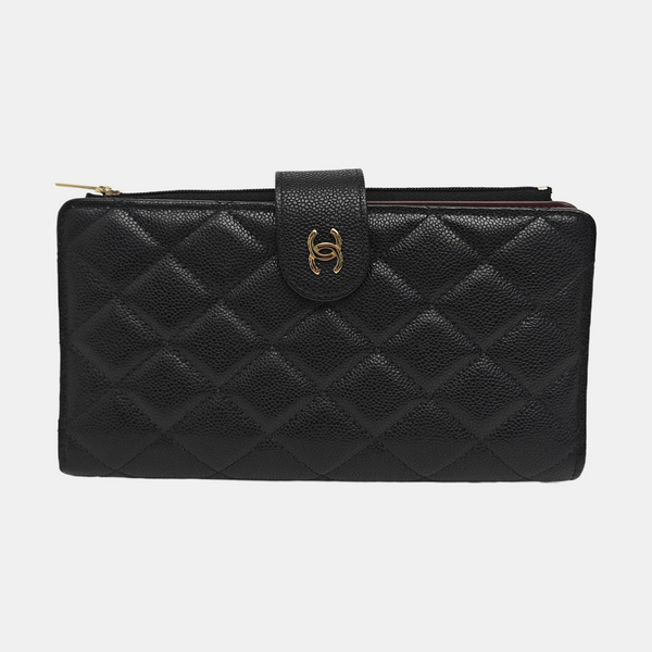 Quilted Lambskin Wallet Large Black