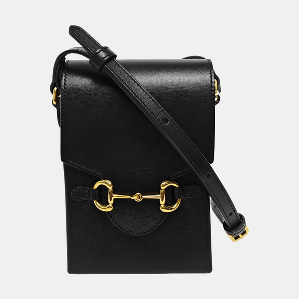 Minibolsa Horsebit 1955 de piel de becerro negra