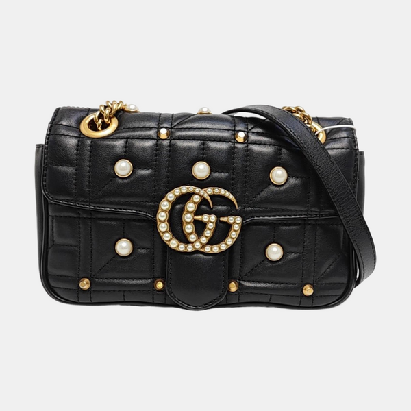 GG Marmont Small Quilted Calfskin Black