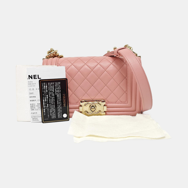 BOY CHANEL Small Quilted Calfskin Pink