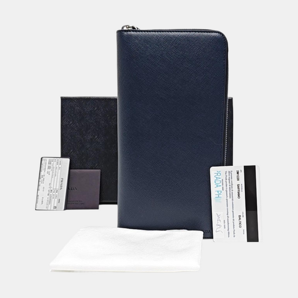 Saffiano Calfskin Clutch Blue