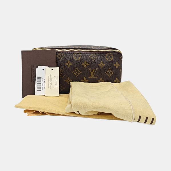 Monogram Coated Canvas Clutch Brown