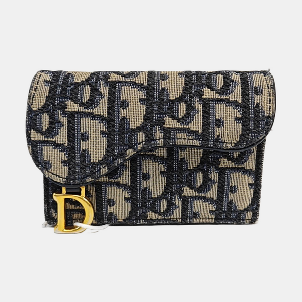 Saddle Mini Oblique Canvas Blue Wallet