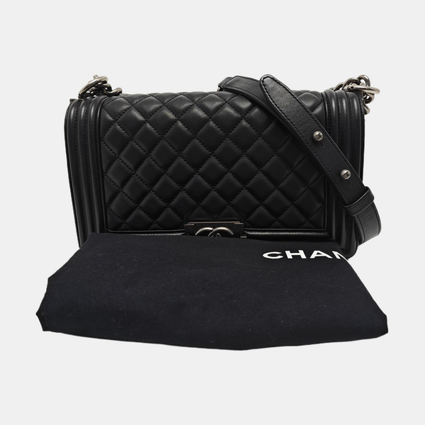 BOY CHANEL Medium Quilted Calfskin Black