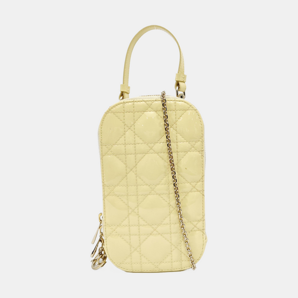 Lady Dior Mini Cannage Patent Leather Yellow