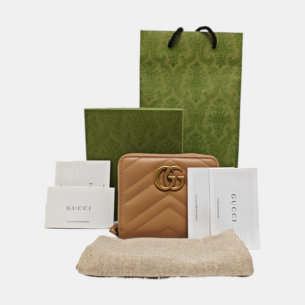 GG Marmont Quilted Calfskin Beige Wallet