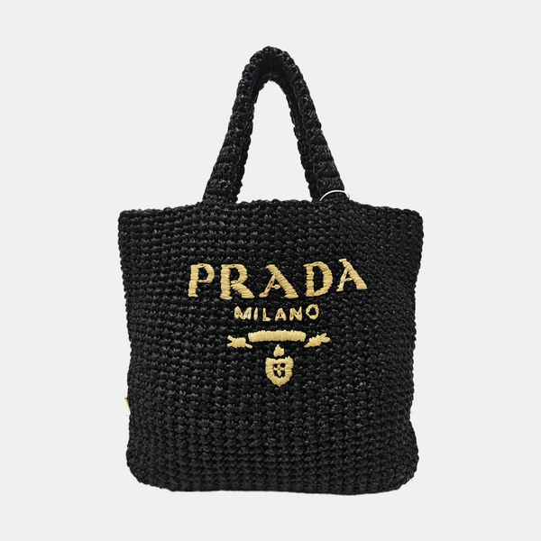 Straw Tote Bag Black