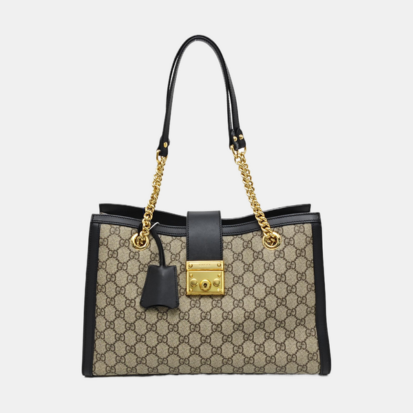 Padlock Medium Monogram Coated Canvas Beige