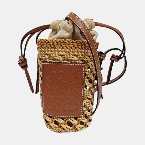 Straw Bucket Bag Brown