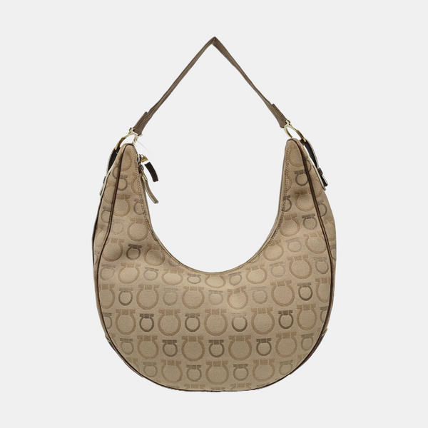 Coated Canvas Top Handle Bag Brown