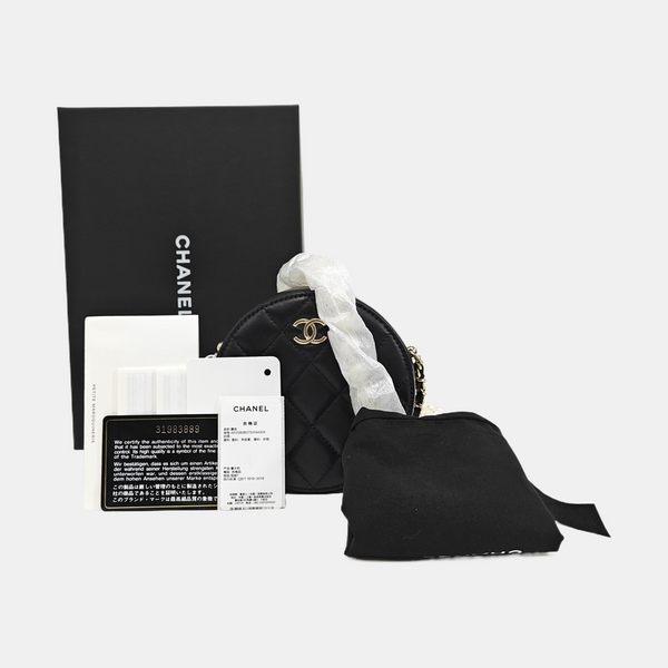 ROUND Quilted Lambskin Black