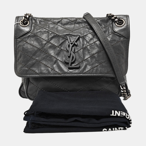NIKI Medium Chevron Calfskin Gray
