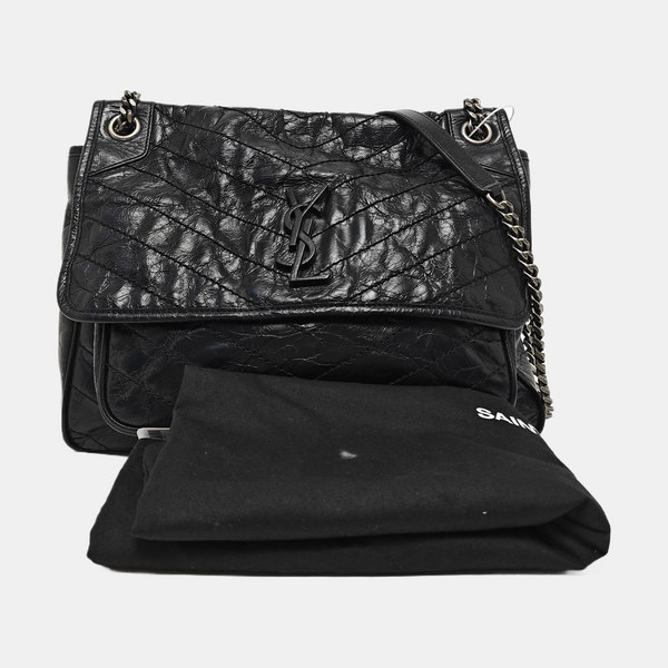 NIKI Large Chevron Calfskin Black