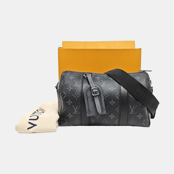 KEEPALL Monogram Coated Canvas Black