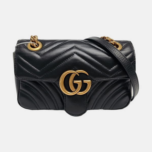 GG Marmont Small Quilted Calfskin Black