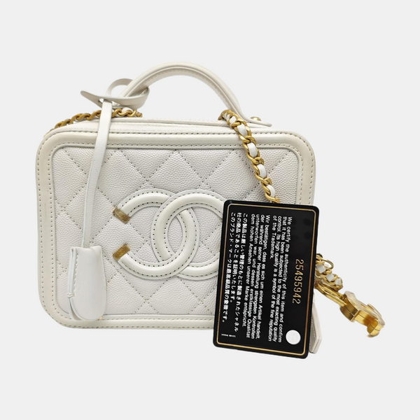 FILIGREE Small Quilted Grained Calfskin White