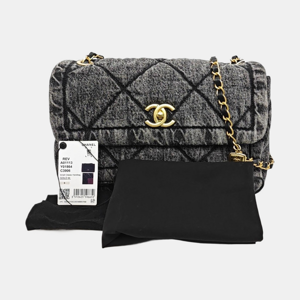 Quilted Denim Shoulder Bag Black