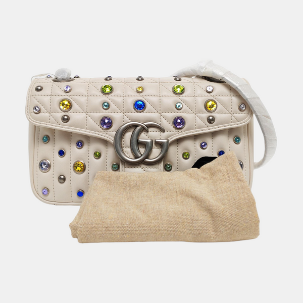 GG Marmont Medium Quilted Calfskin White