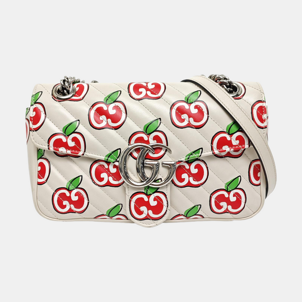GG Marmont Medium Quilted Calfskin White