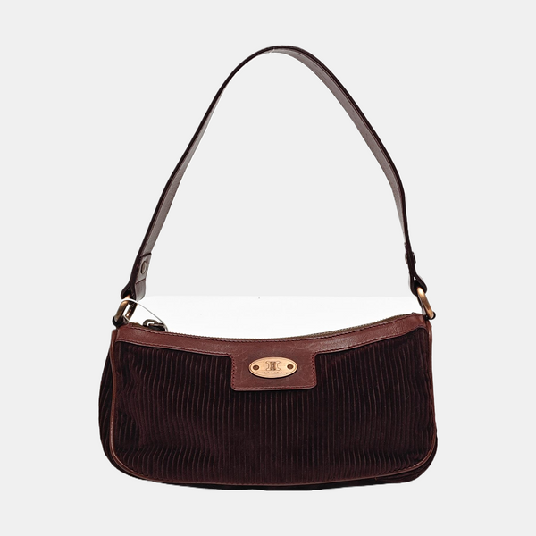 Quilted Corduroy Shoulder Bag Brown